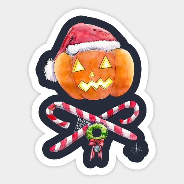 Pumpkin Santa Sticker by TheresaLammon